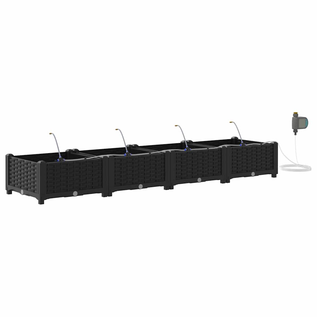Garden Planter Set 4 pcs Black 160 x 40 x 22 cm Plastic