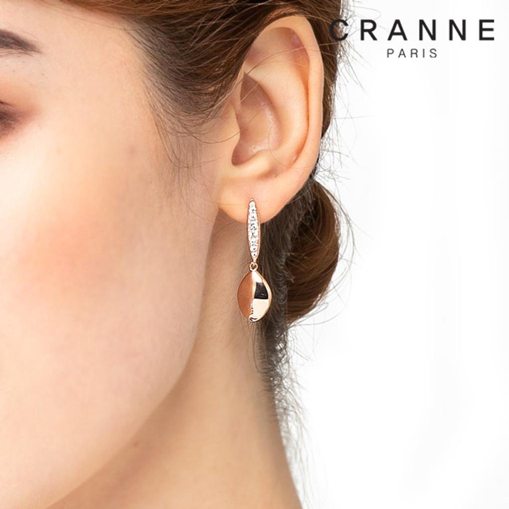 14K Cubic Leaf One-Touch Earrings (Gold Filled) C24EGF082