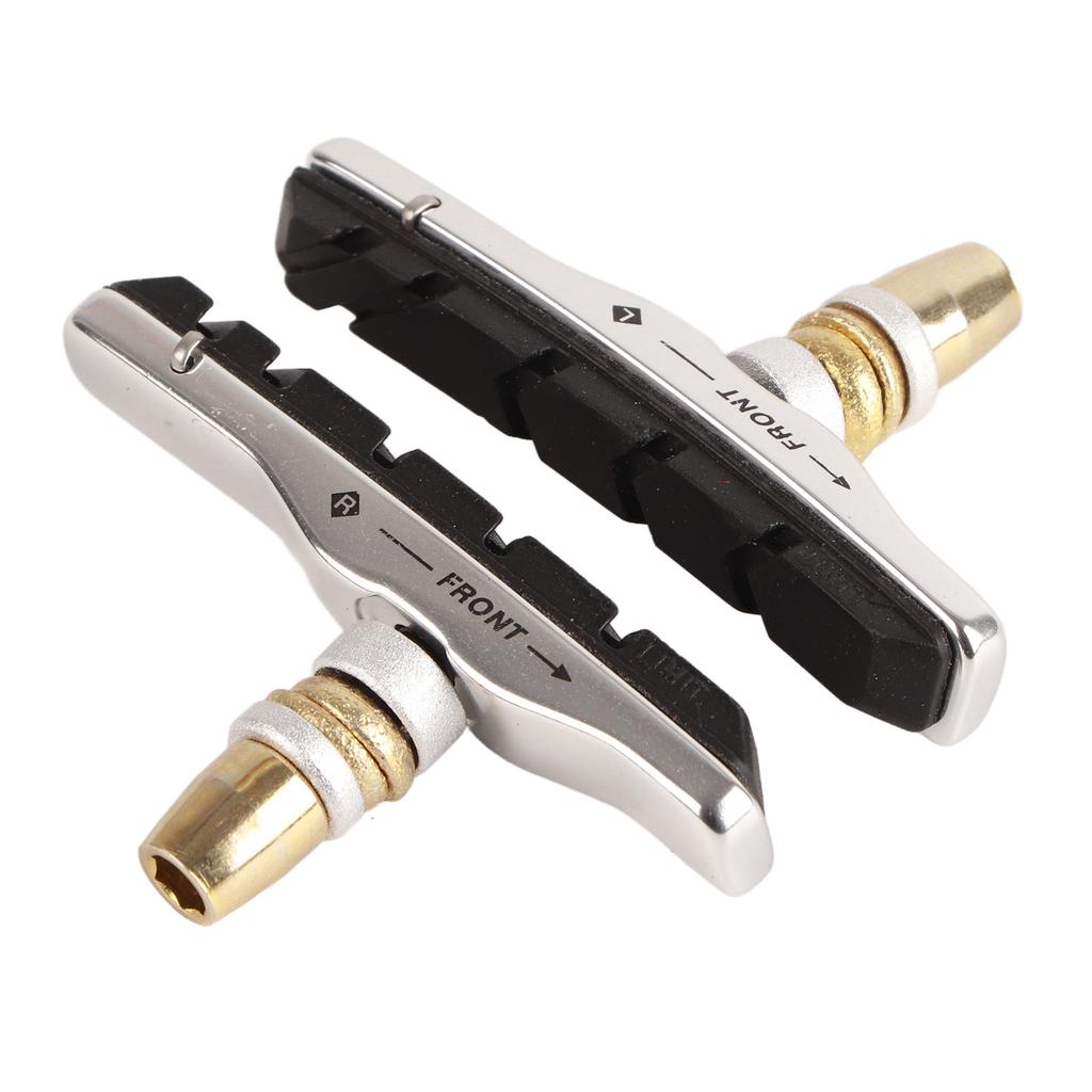 Bike Brake Pads,1 Pair Aluminum V Brake Pads with Grooved for Enhanced Stopping Power Quiet Braking Replacement for Most Calipers