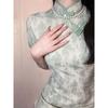 New Chinese style simple and elegant Zen tea clothes cheongsam women's summer new young girl slim and thin dress