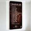 7 Rules of Life Retro Wooden Texture Metal Tin Sign Vintage Distressed Plaque for Home Office Man Cave Decor with Misspelled Rul