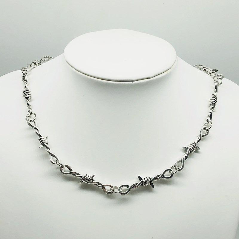 Unisex Gothic Punk Hip Hop Barbed Wire Thorn Chain Necklace