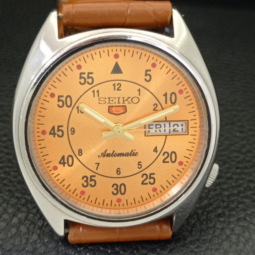 SEIKO 5 AUTOMATIC 6309A VINTAGE JAPAN MENS ORANGE COLOR DIAL WATCH a701538-5 R206b-a701538