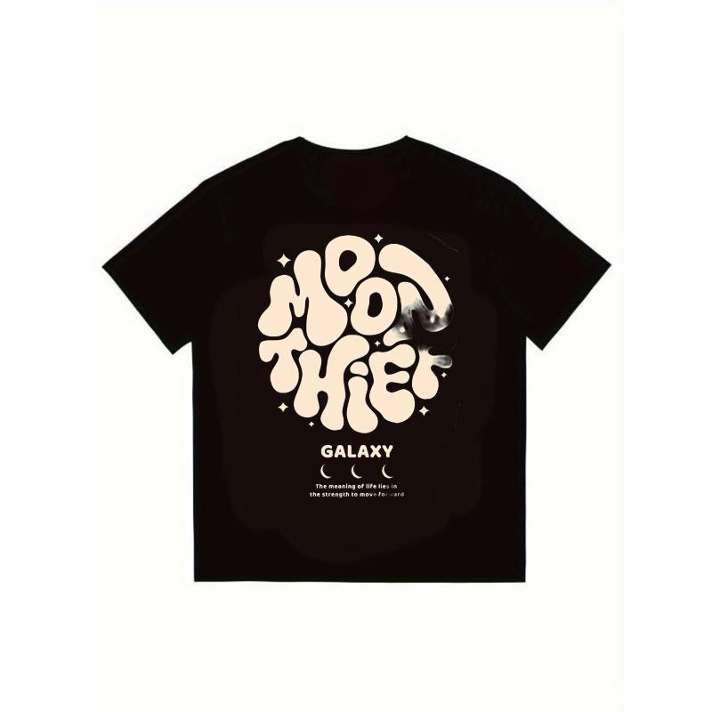 

Black T Shirt Moon Thief Galaxy Print Graphic Tee Men Casual Streetwear Fashion Top Summer Outfit Unisex Trendy Design XXXXL чорний