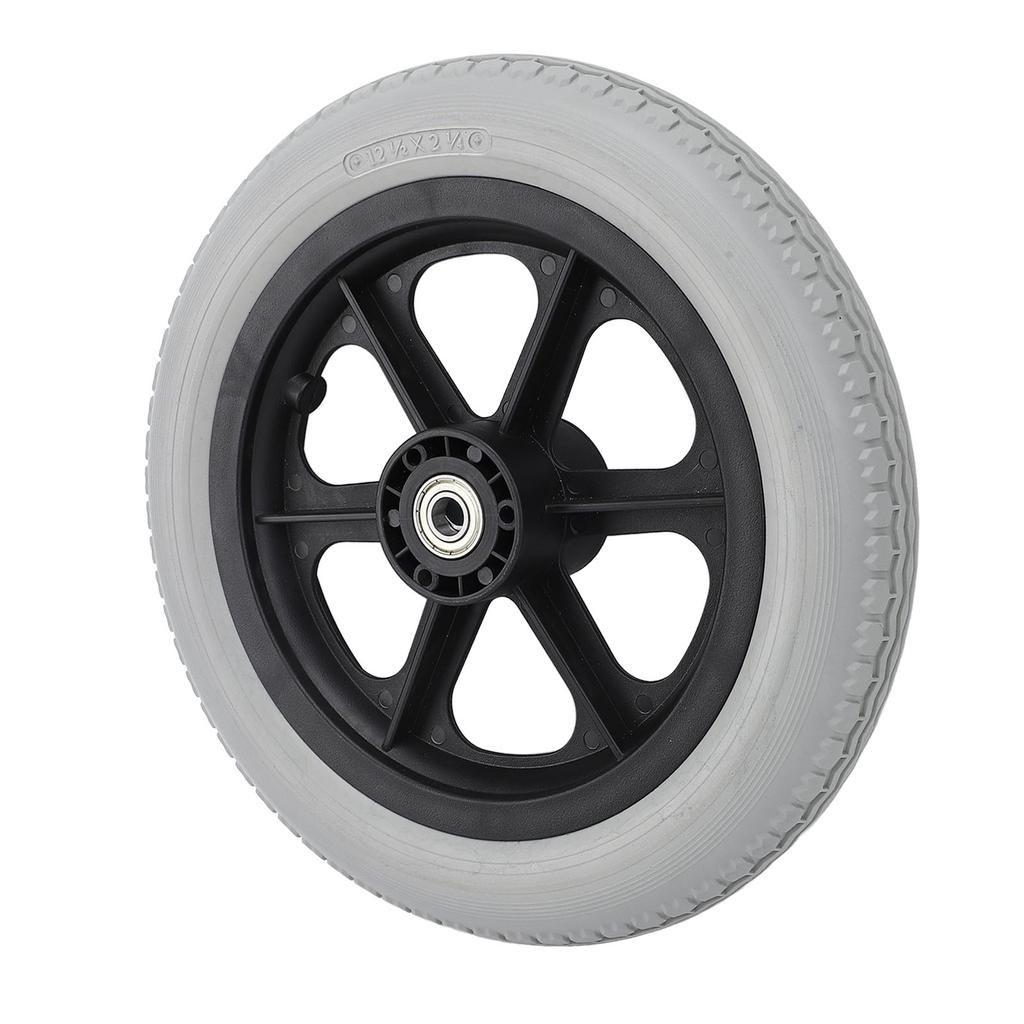Rollstuhlrolle 12 Zoll Voll-PU-Rad Rutschfest Manuelle Rollstuhl-Ersatzteile Grau