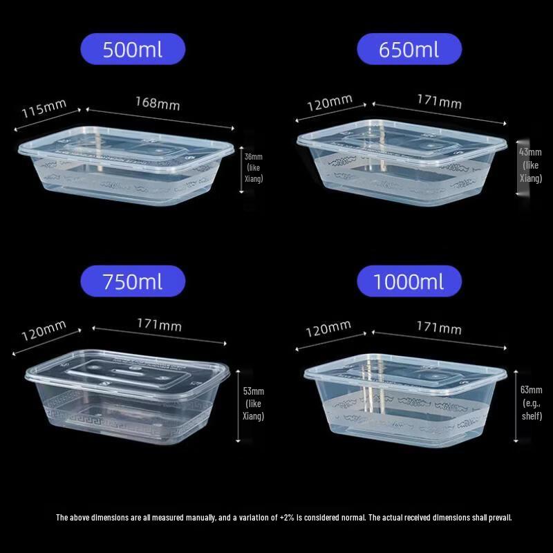 Food-Grade Disposable Square Plastic Takeout Containers