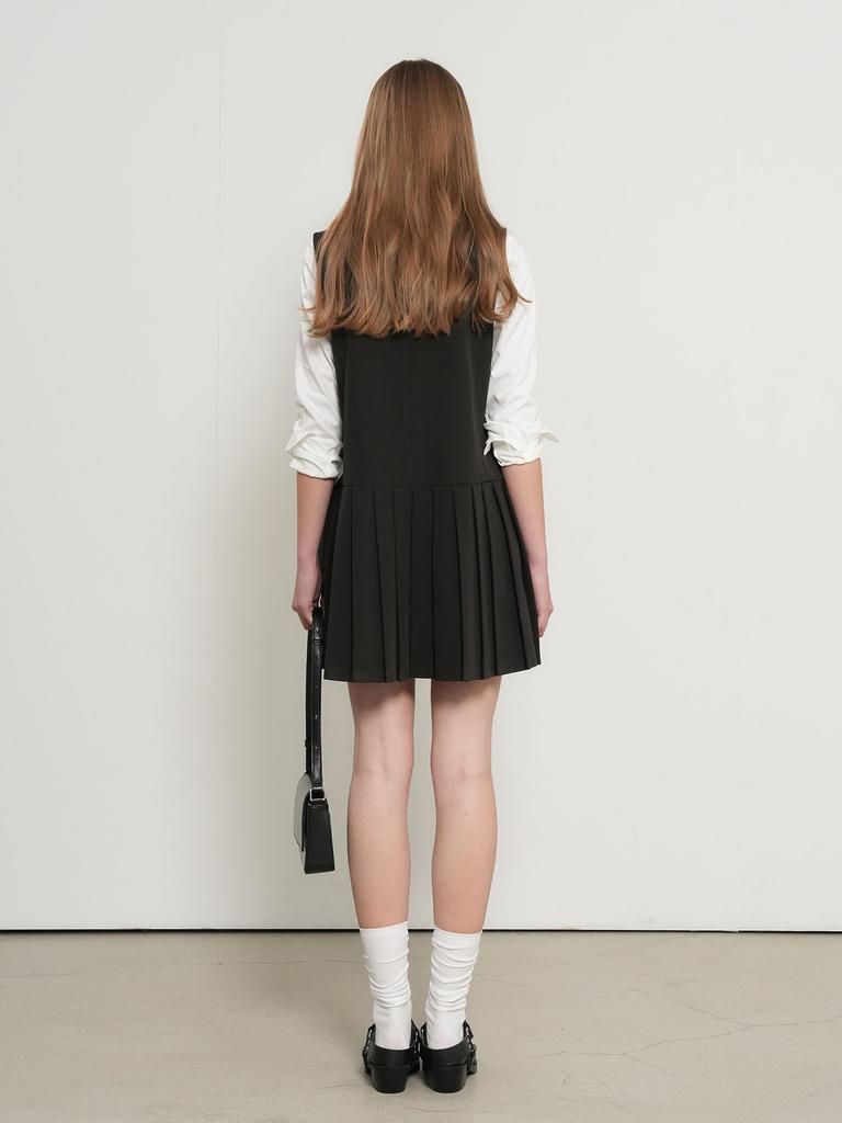 General Idea Pleated Skirt Mini Dress [Black] / Gf1Lop503