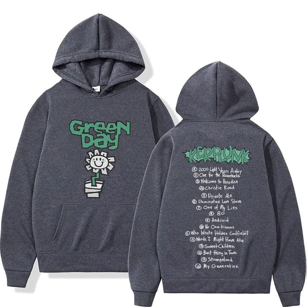 Punková kapela Green Day Kerplunk Grafická mikina s kapucí Vintage ležérní fleecová mikina Pánská Dámská Gotický rock Retro Oversized mikiny s kapucí