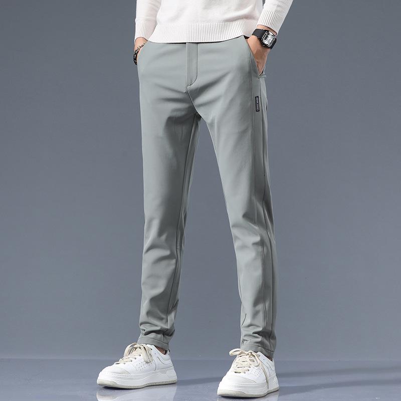 Men's Slim Fit Straight Leg Casual Pants – Elastic, Smooth, Versatile for Autumn and Winter