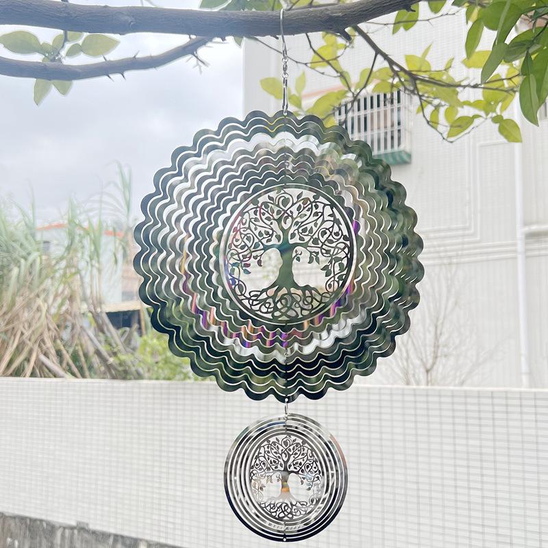 3D Rotating Cross Wind Chime - Stainless Steel Hanging Ornament