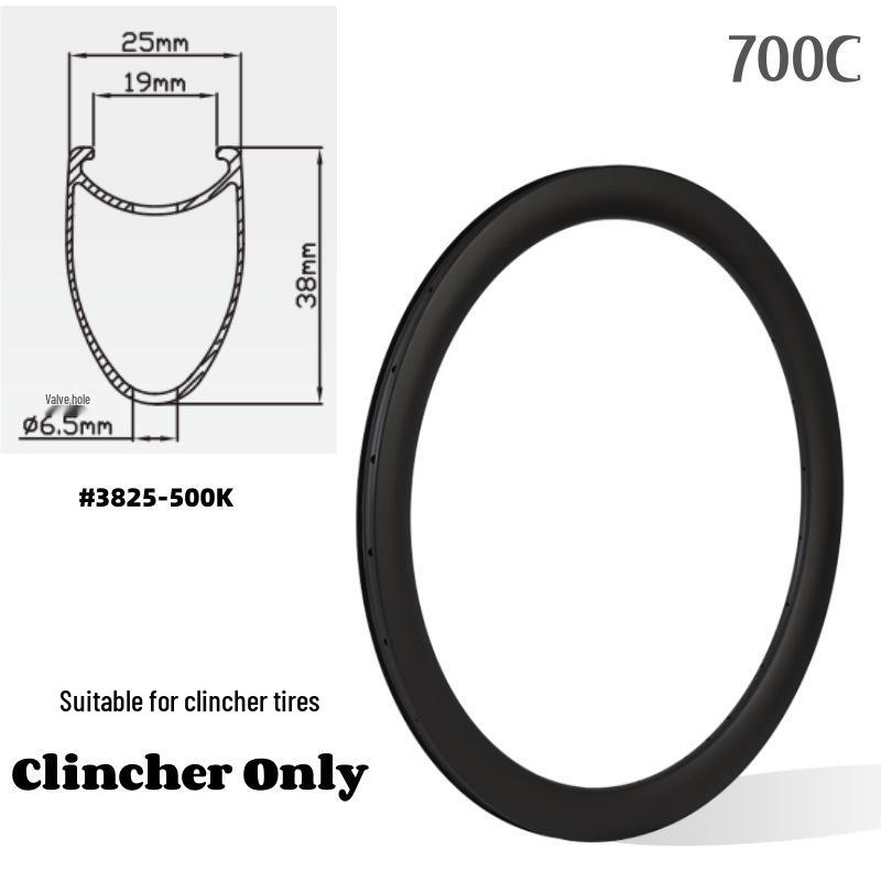 700C Ultra-Light Carbon Fiber Road Bike Wheelset with High Profile and Disc Brake Compatibility