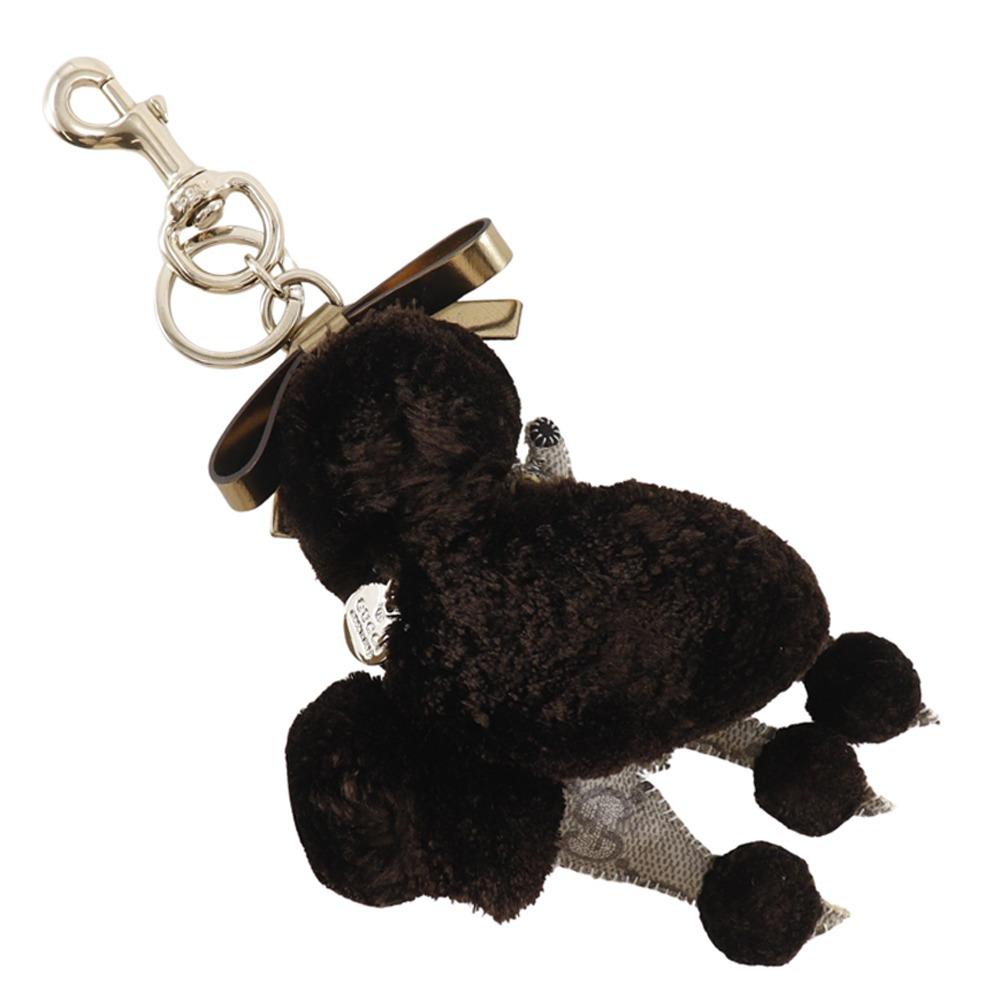 

GUCCI Gucciori Poodle key ring Bag charm Dog type Brown GG Supreme Canvas Women Used