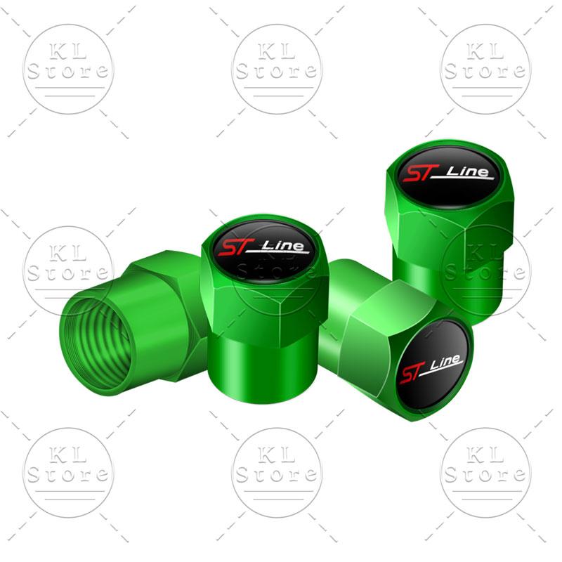 4Pcs Auto Exterior ST Line Logo Metal Wheel Tire Valve Caps Stem Case Dust Covers For Ford Focus Mk3 Mk5 Fiesta Ecosport Mondeo