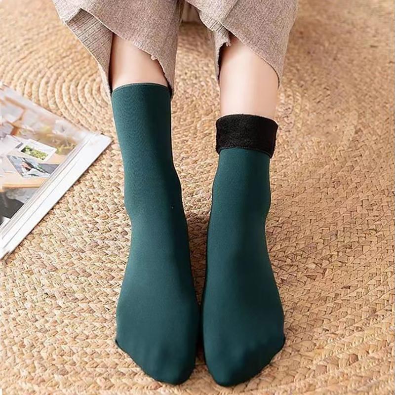 5 Pairs Of Women's Winter Thickened Warm Socks Set With Thickened Velvet Solid Wool Socks To Keep Out Cold And Snow Socks