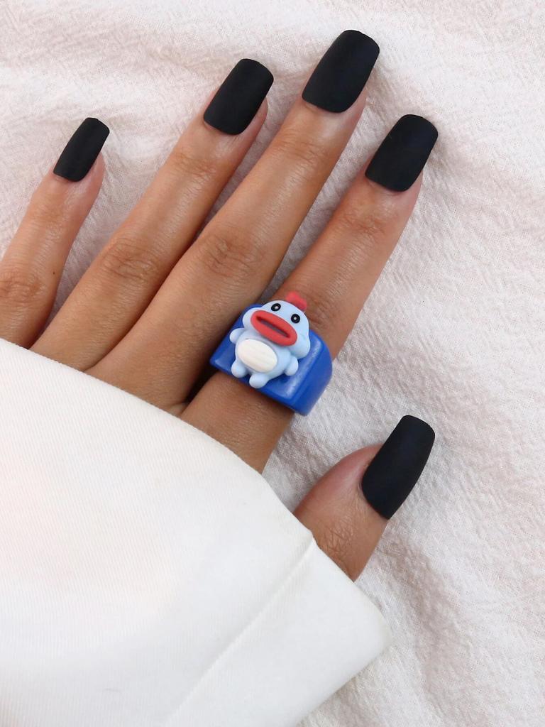 Cartoon Fruit Ring Women Fashion Korean Cute Animal Resin Acrylic Ring Set Christmas Birthday Party Gift Jewelry for Female Girl