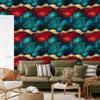 Ink Wallpaper Turquoise, Red and Burgundy for Living Room and Bedroom 50x1000