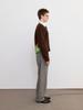 FRAGE Alpaca Semi-Crop Color Block Knit Cardigan - Brown