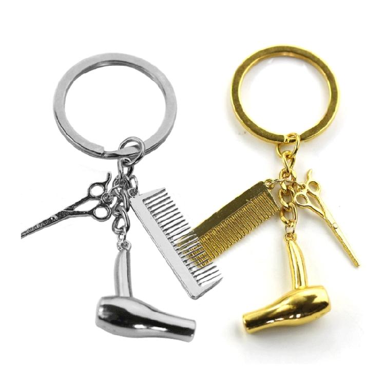 Sturdy Alloy Hair Stylists Keychain Featuring Scissors Comb Blow Dryer Detailing Perfect Gift For Hairstylists And Fashionistas