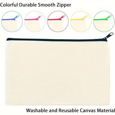 Blank Canvas Zipper Pouch Bags - Assorted Colors Fabric Cosmetic Pencil Cases with Secure Zipper Closure, DIY Craft Travel Organizer for Makeup, Pens
