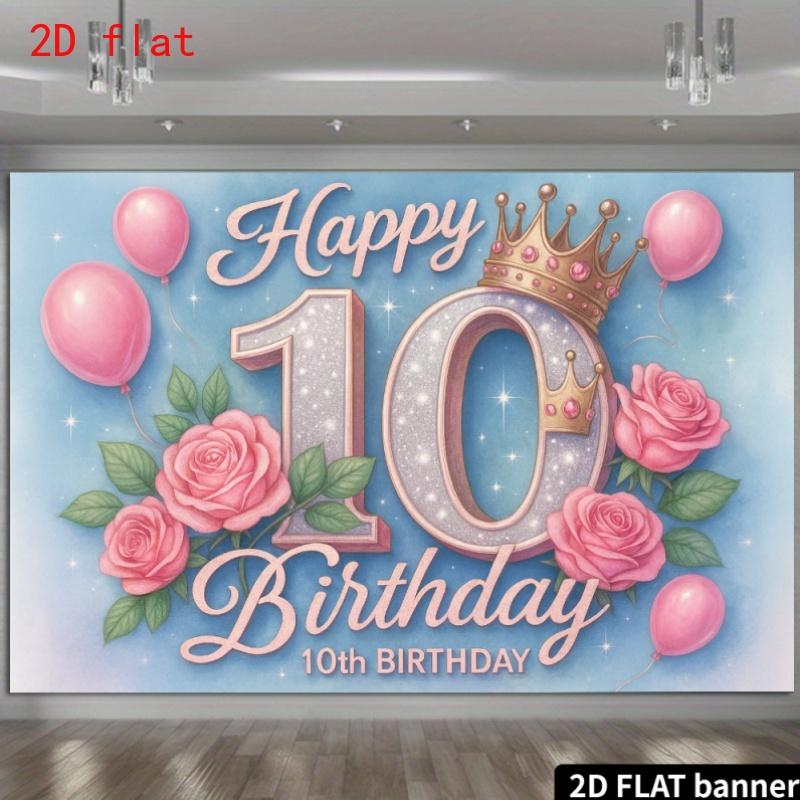 2D flat surface 1 piece of background cloth for a 10th birthday party suitable for home and office settings