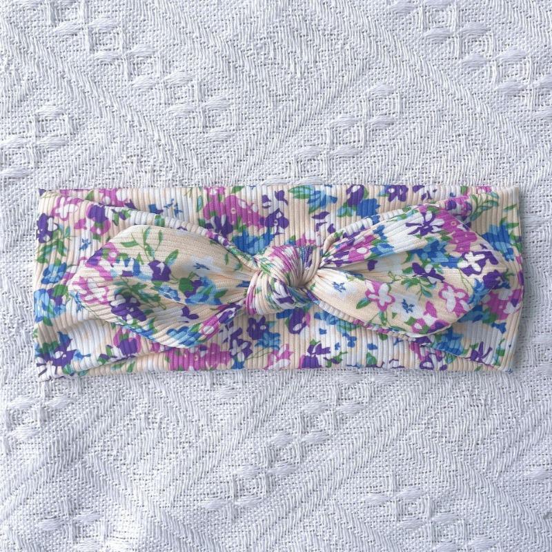 

New baby cute rabbit ear headband, printed knotted children s headscarf, thin breathable baby hair accessories