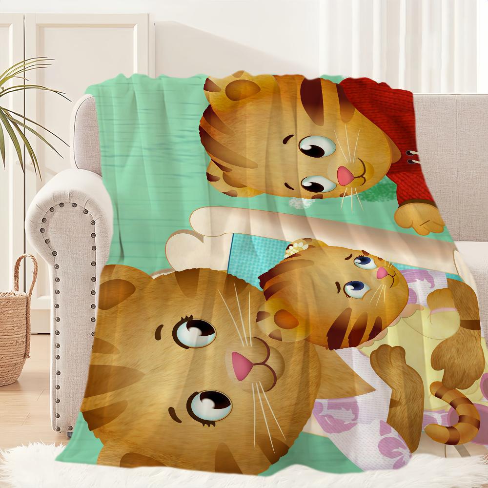 Cartoon D-Daniel Tigers Neighborhood Blanket Blanket for Couch Sofa Travel Home Picni Flannel Blanket Birthday Gift Warm