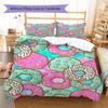 Donuts Pattern Bedding Quilt Set Quilt Cover Pillowcase Home Decoration Gift (1 * duvet cover + 2 * pillowcase, without core)