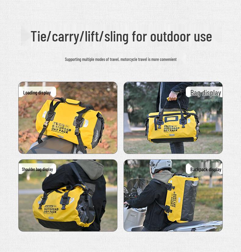 ISE MOUNT Waterproof Motorcycle Rear Seat Bag - Large Capacity, Convertible Backpack/Shoulder Bag for Outdoor Travel and Cycling.