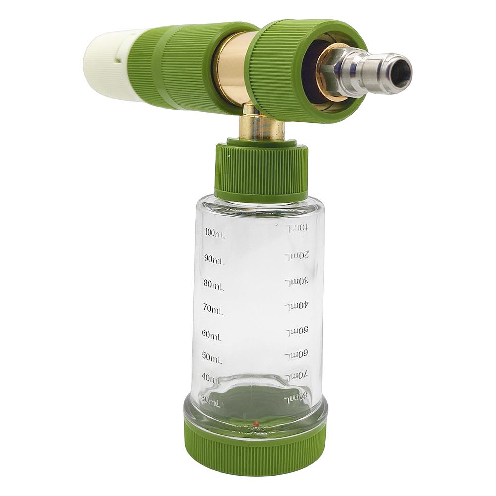 

100 мл Пенообразователь с быстроразъемным соединителем 1/4 дюйма Бутылка-распылитель мыльной пены Регулируемая пистолет-пенообразователь для мойки автомобиля зелёный