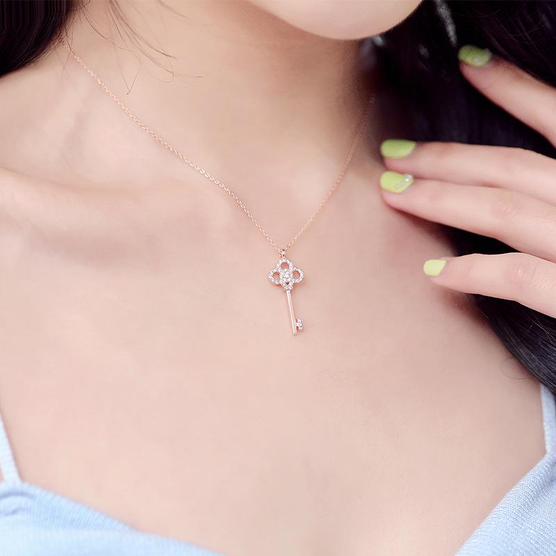 2023 Korean Zircon Key Necklace for Girls - Fashionable Clavicle Chain Jewelry