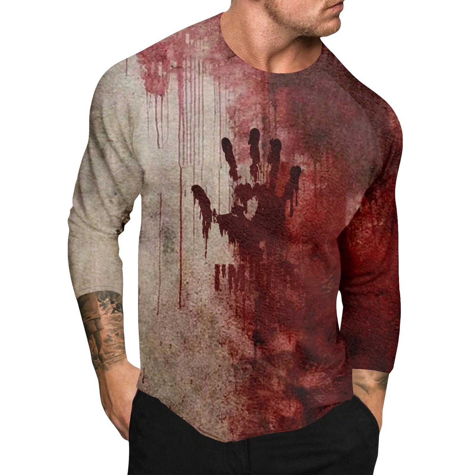 

Мужской топ с длинным рукавом реглан с принтом на Хэллоуин XXL винный