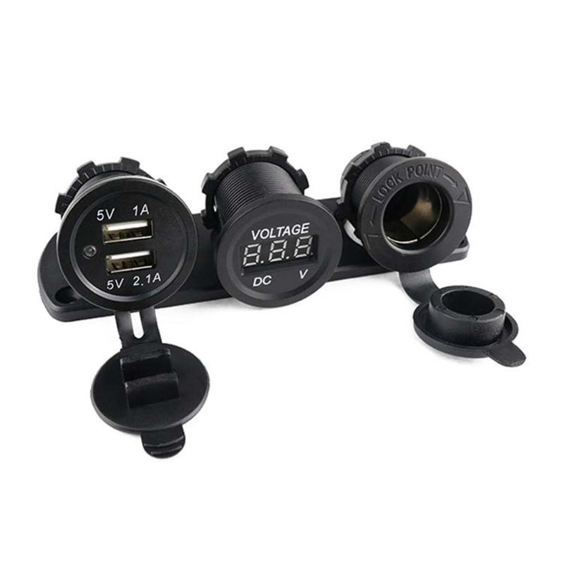 12-24V Car Dual USB Cigarette Lighter Socket 3.1A Boat Car Motorbike Tractor Charger Adapter Digital Voltmeter Universal