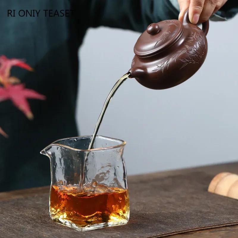 200ml Chinese Yixing Handmade Purple Clay Teapots Famous Hand-carved Bamboo Leaves Tea Pot Beauty Kettle Zisha Tea Set Teaware