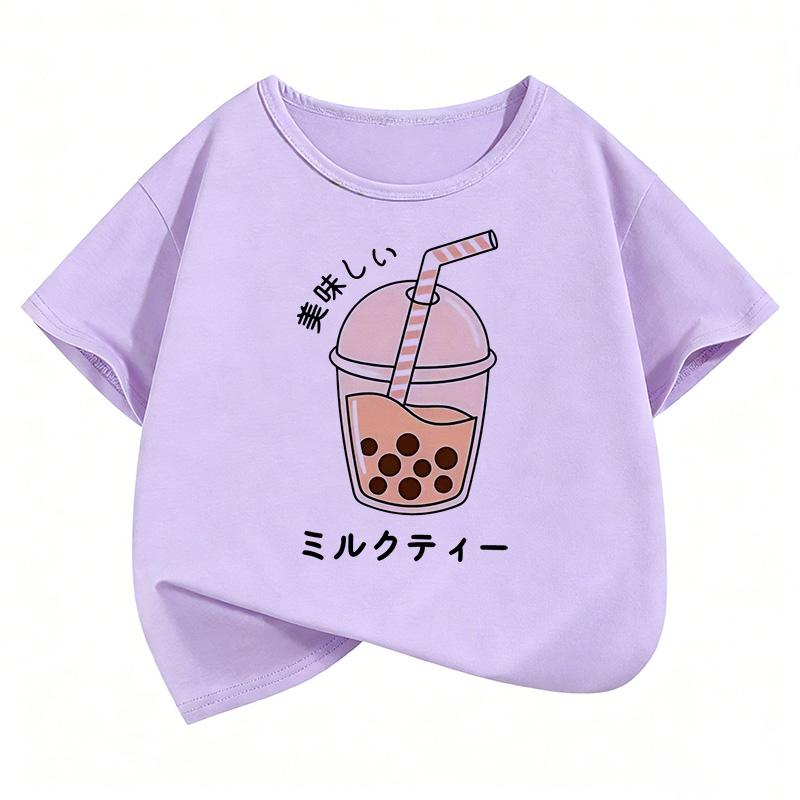 Y2k Graphic Juice Design T Shirts Short Sleeve Kids Childrens Tshirt Boys Girls Summer Spring Casual Top Tee