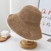 Women's Hat Summer Vacation Leisure Straw Sun Hat 2026 New Summer Light Lace Trim Pure Color Versatile Bucket Hat for Ladies