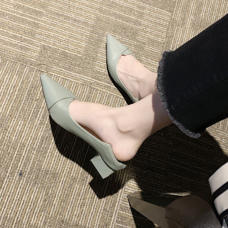 Summer New Pointed Mid Heel Women's Single Shoes Women's Fashion High Heel Shallow Mouth Women's Shoes