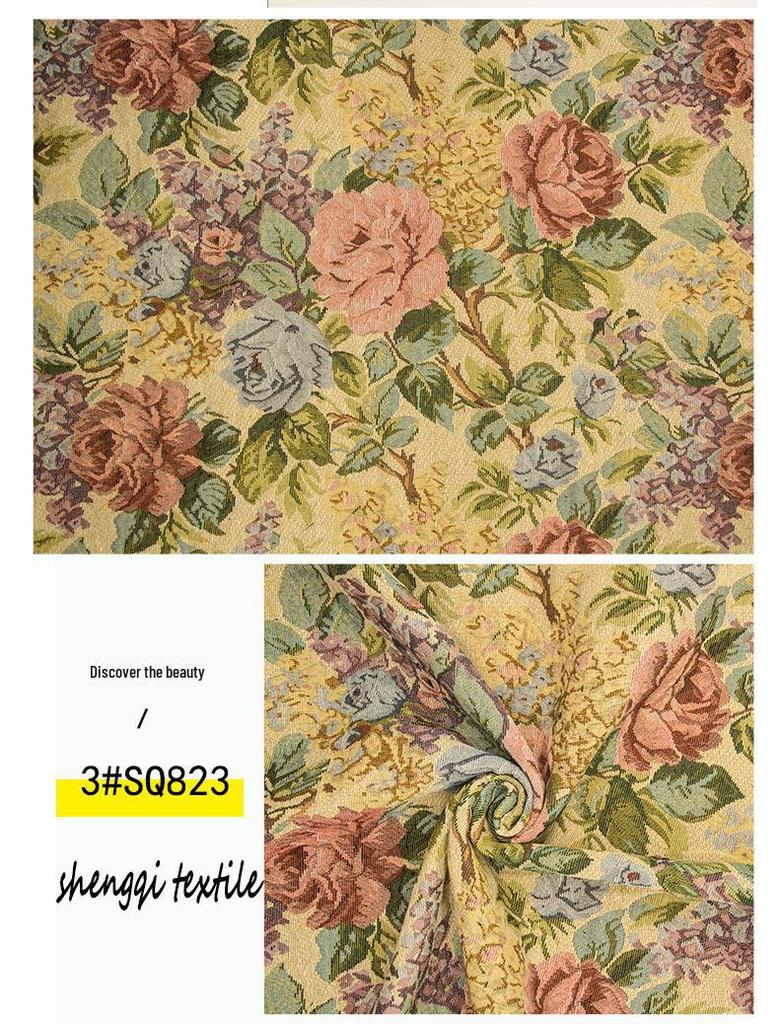 250G Ethnic Style Floral Jacquard Polyester-Cotton Fabric