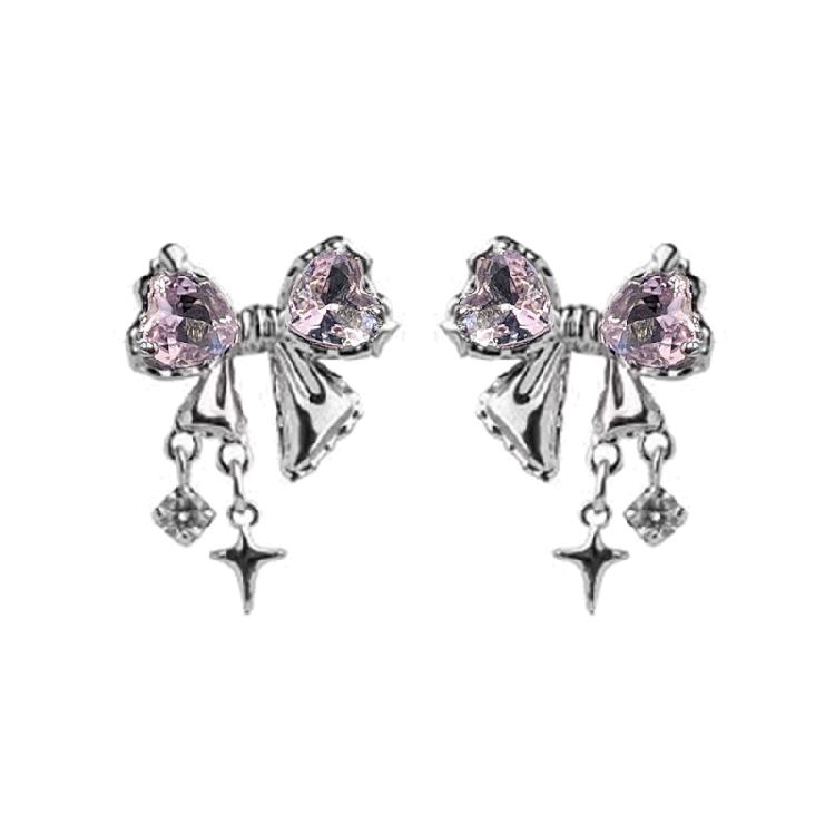 Bowknot Zircon Stud Earrings Fashion Piercing Earrings Simple Ear Stud for Women