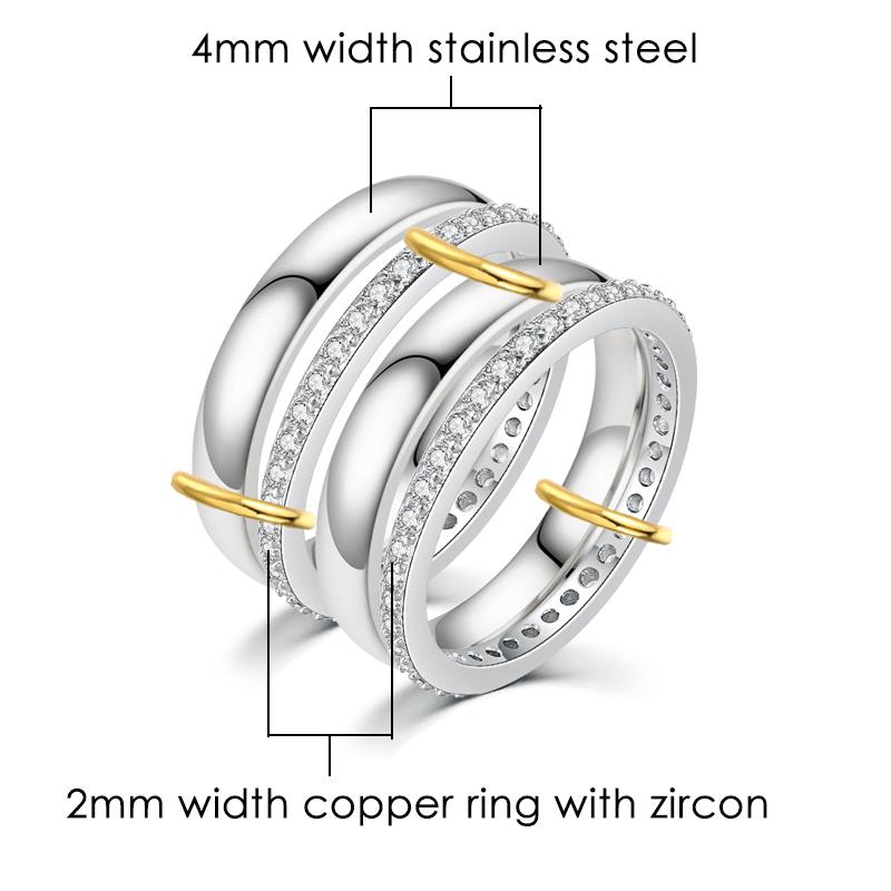 s/set Spinelli Kilcollin Ring Stainless Steel Micro Paved CZ White Gold Color Stackable Rings For Women Fashion Jewelrly