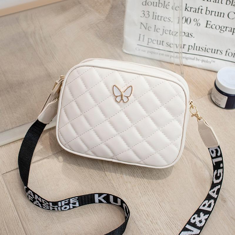 Trendy butterfly embroidery rhombus shoulder crossbody camera bag, a new casual versatile women's bag