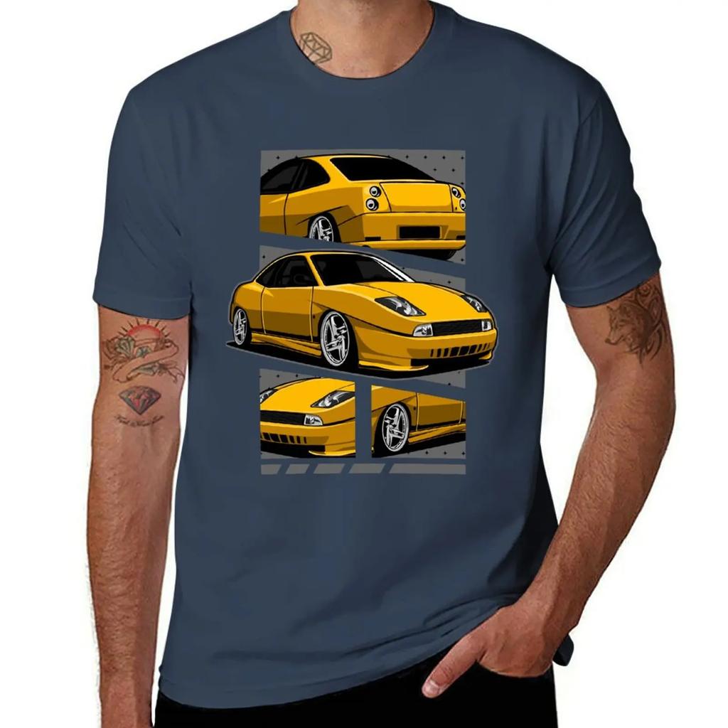 Fiat Coupe 20V Turbo Yellow TShirt graphics korean fashion blacks tshirts for men 2025 new model