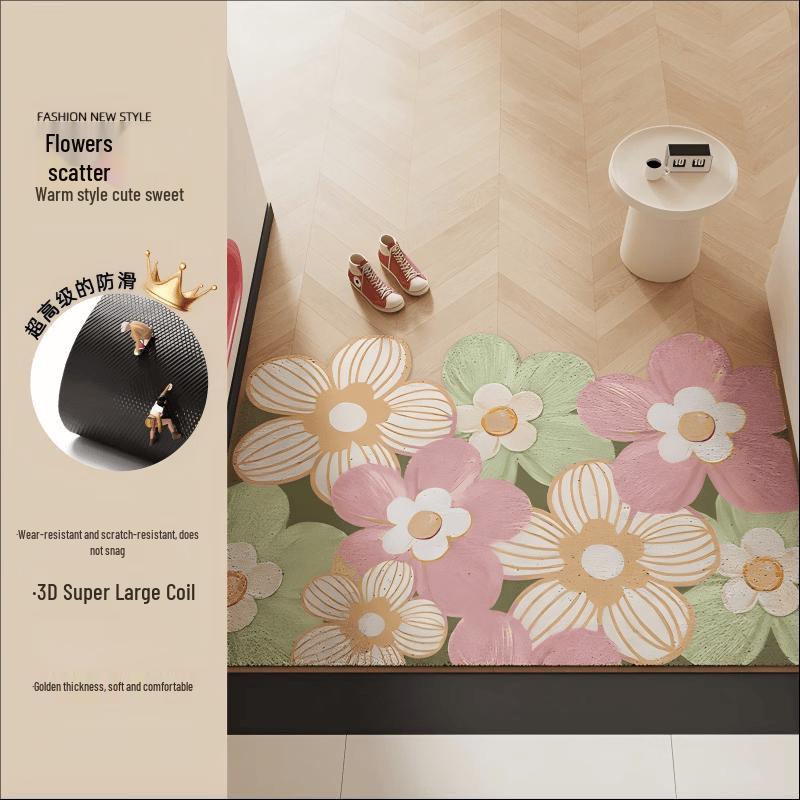 Floral Pattern Coil Entrance Door Mat