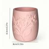 Relief Floral Makeup Brush Holder, Easy Ins Style Desktop Pen Holder, Bedroom Vanity Beauty Tool Storage Box