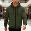 Men's Casual Sports Loose Fleece Hooded Solid Color Zipper High-end Cardigan Sweatshirt