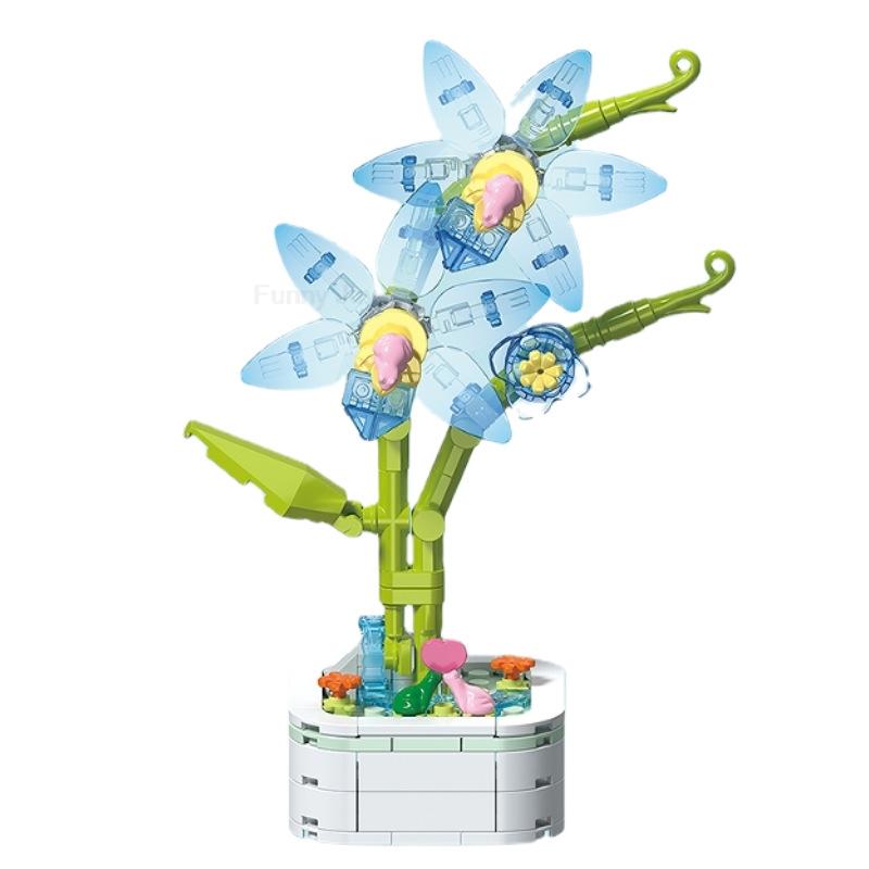64 Styles Rose Flower Building Block Flower Eternal Bouquet Prickly Pear Model Plant Decoration Educational Toy For Kids Gift
