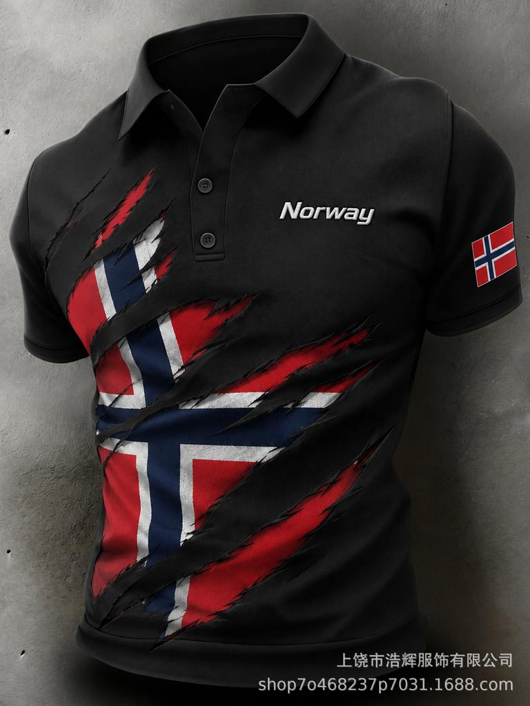 New 3D Printed Men's Retro Fashion Casual Summer Lapel Polo Shirt Top