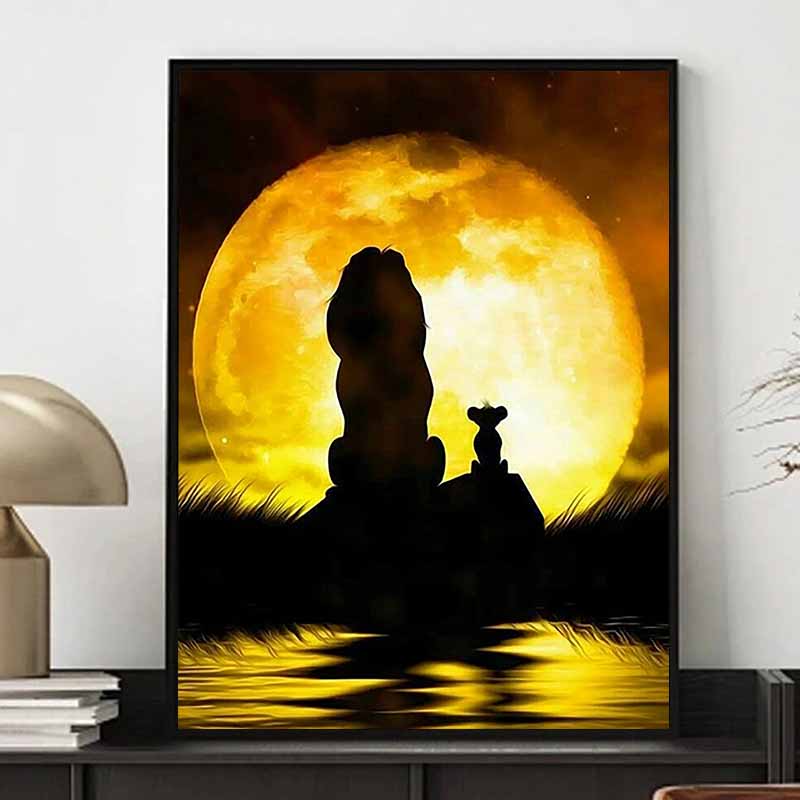 Disney 5D DIY Diamond Painting Decorations Mufasa Simba Silhouette Theme Art Painting Diamond Embroidery Rhinestone Cross Stitch Set Handmade