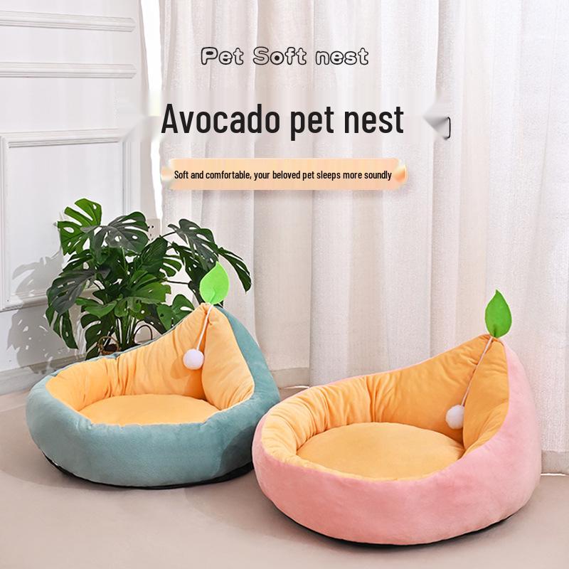All-Season Avocado-Shaped Semi-Closed Cat & Dog Bed