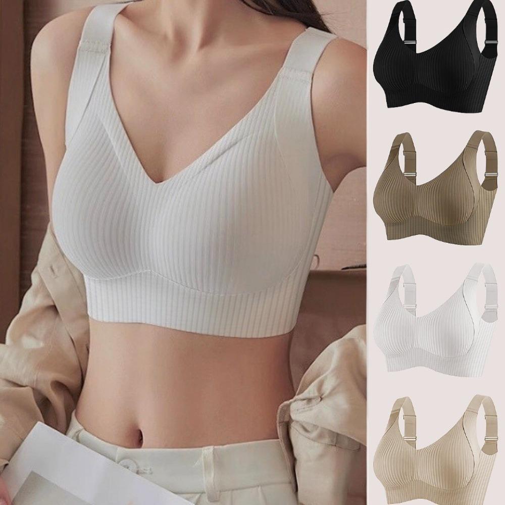 Plus Size Seamless Bra Women Large Bust Gathering Sports Bra Invisible Wireless Underwear