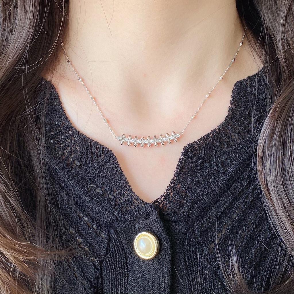 2024 New Vintage Diamond Smile Necklace For Women Luxury Jewelry Designer Pendant Pure 925 Silver Lady Party Link Necklaces
